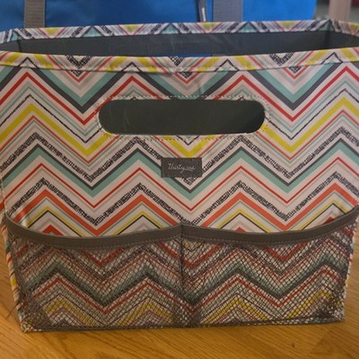 Thirty-One Multicolor Chevron Tote Bag Double Handles Outer Mesh Pockets