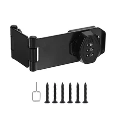 Combination Rotary Hasp Locks Security Door Latch 3 Digit Password Black
