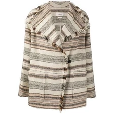 Isabel Marant Étoile Josia Striped Fringe Coat Jacket Blazer Sz 40 L Boho Paris