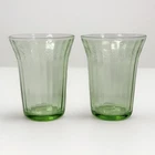 Vintage Jeannette Cherry Blossom Uranium Green Vaseline Glass Drinking Tumblers