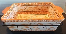Temptations 2 Piece Ovenware Baking Loaf Pan Old World Orange 1.5 Qt. See Desc.
