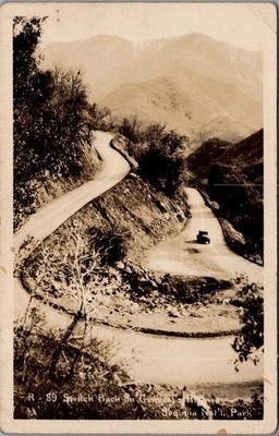 Switchback on General Highway, SEQUOIA NAT. PARK, California Real Photo Postcard
