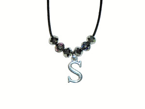INITIAL "S" PENDANT NECKLACE (14"):  HAND-MADE JEWELRY BY T.L.C.