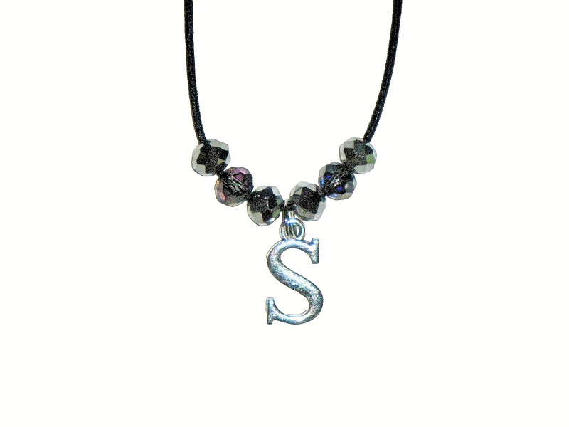 INITIAL "S" PENDANT NECKLACE (14"):  HAND-MADE JEWELRY BY T.L.C.