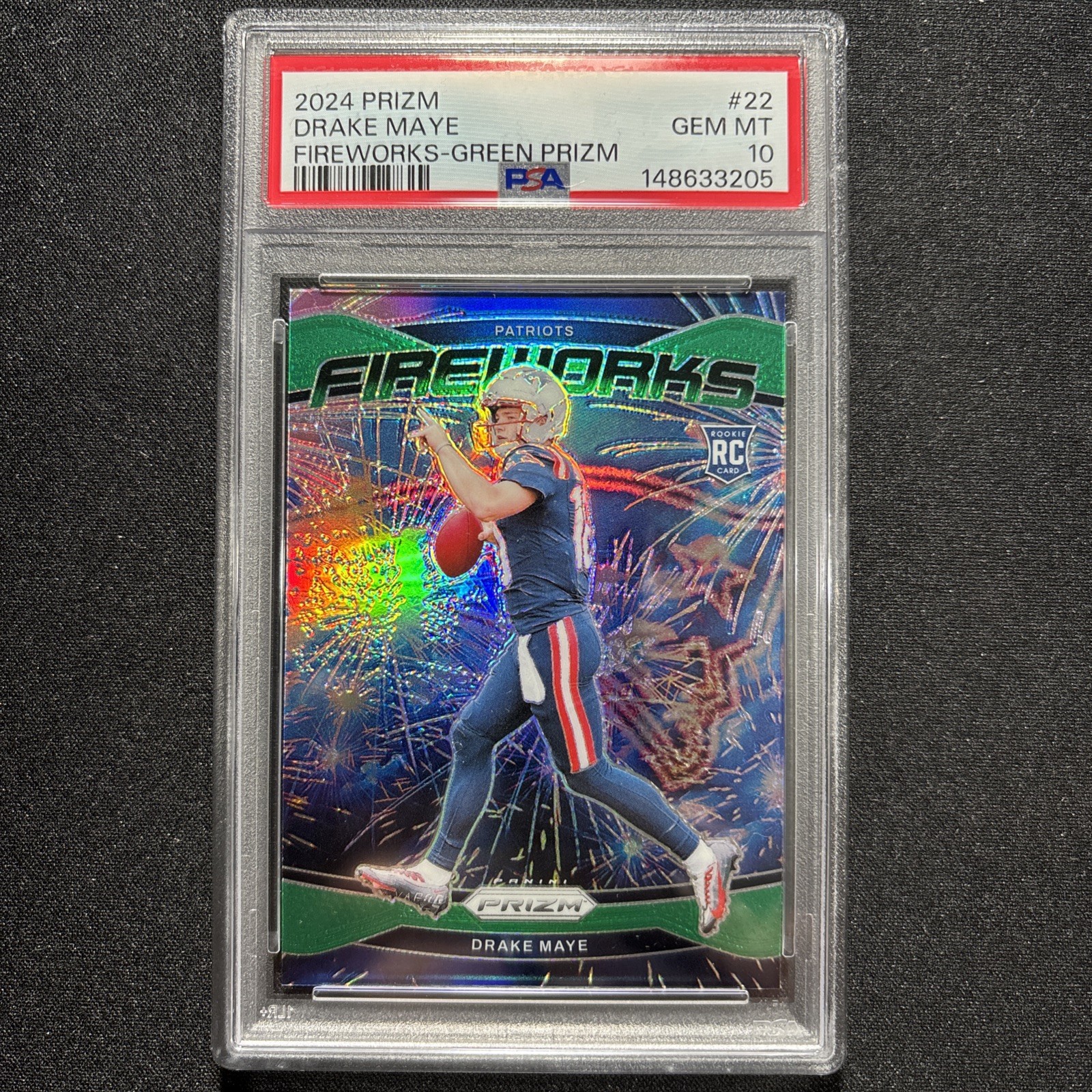 Drake Maye Panini Prizm Fireworks #22 Green