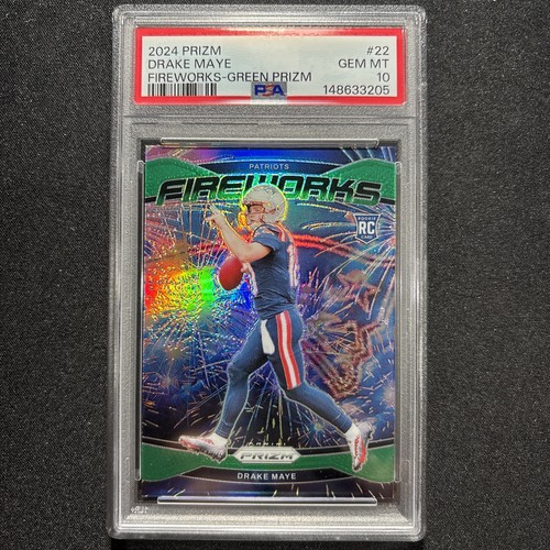 Drake Maye [Wave Green] #22 2024 Panini Prizm Fireworks card
