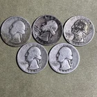 Lot of 5-90% Silver Washington Quarters 19935-S - 1948