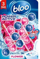 Image of Bloo Power Active Toilet Rim Block Fresh Flowers with Anti-Limescale Pack of 3