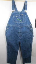 KEY Imperial Mens 46 x 28 Denim Bib Overalls Blue Jeans Medium Wash Button Fly