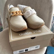 NIB Dolce Vita Jhenee Suede Leather Ivory Platform Sneakers Espadrilles, Sz 7.5