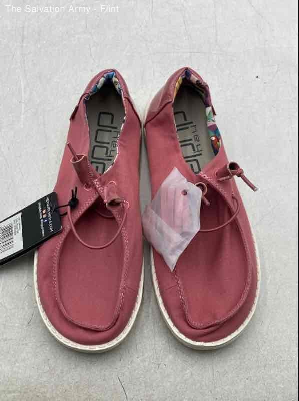 Hey Dude Womens Wendy Rosette Pink Round-Toe Low-Top Loafer Shoes Size 7