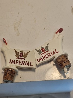 2 Vintage 1950s Hiram Walker IMPERIAL WHISKEY Liquor Advertising Pourer!