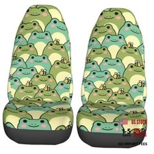 Car Seat Covers Set 2pcs Universal Front Car Seats One Size Cute Chubby Frog
