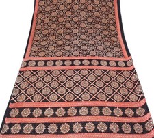 Sushila Vintage Floral Saree Black 100 Pure Cotton Printed Soft Craft Fabric