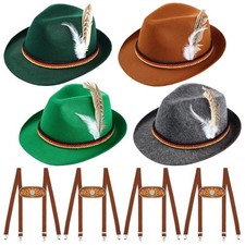 8 Pcs German Bavarian Oktoberfest Costume Set Light Green, Green, Grey, Brown
