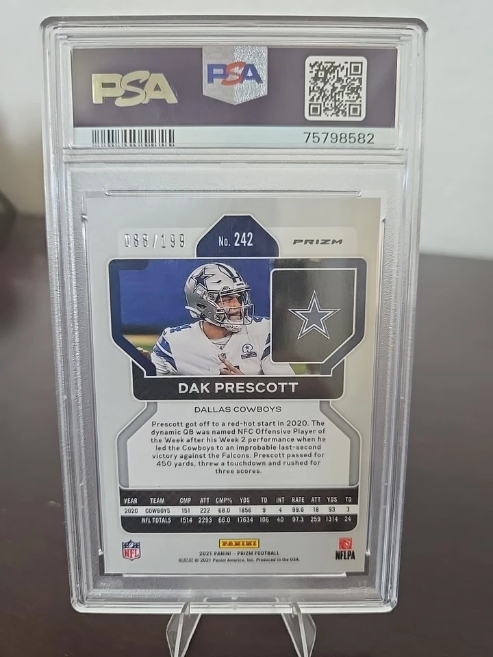 2021 Panini Prizm - Dak Prescott #242 Blue Wave Prizm /199 PSA 10 - Image 2 of 2