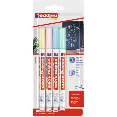 [4085-4] EDDING Marqueur craie liquide 4085 blister de 4 Assortis pastel 1-2 mm - Photo 1/2