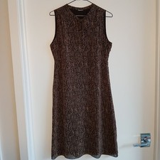 Unbranded Brown/Beige Lined Dress Size Tag Missing - Measurements Provided