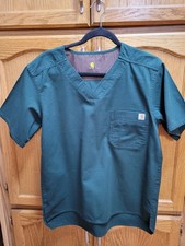 Mens Hunter Green Scrub Top By Carhartt Sz Small. Excellent Condtn