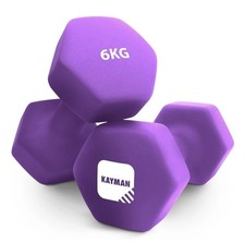 KAYMAN Neoprene 6kg Dumbbells with Anti-Slip Grip,Hex Edges,