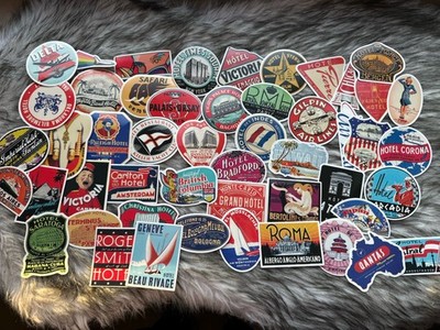 50 Stk Vintage Hotel Aufkleber Set | Sticker für Rimowa Koffer | Retro Hotels |