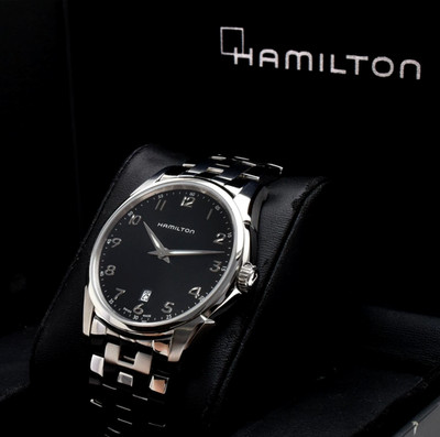 [N MINT Box, Paper] Hamilton Jazzmaster Thinline H385111 Black Men's Watch JAPAN