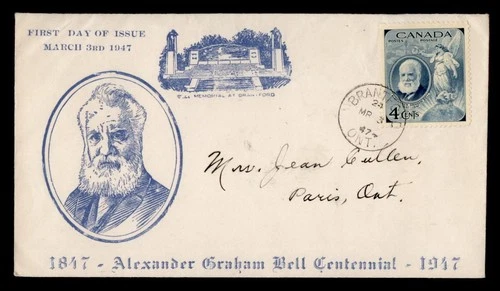 DR WHO 1947 CANADA FDC ALEXANDER GRAHAM BELL ANIV M78884