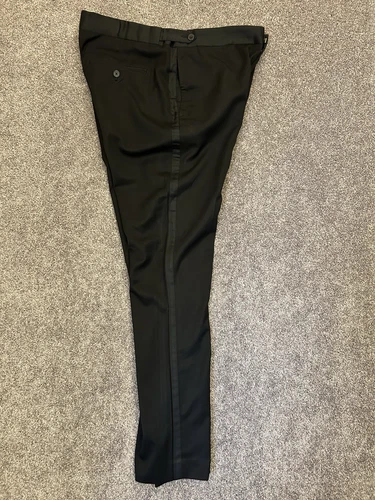 H&M Men's Slim Fit Side Stripes Chino Dress Black Pants Adjustable Size 36 R - Picture 8 of 17