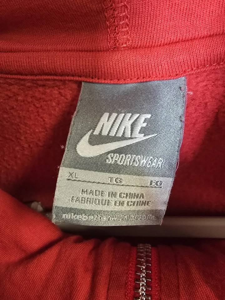 Sudadera con Capucha Nike para Mujer XL Roja Cremallera Completa Sudadera Amarillo Swoosh Retro Logo Pullover Foto 2 de 4