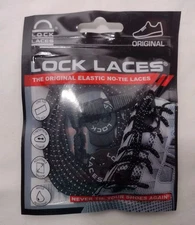 Lock Laces No Tie Shoelaces The Original 1 Pair Black NEW