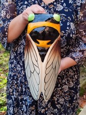 GRANDE CIGALE BOUQUETIÈRE MURALE CÉRAMIQUE PROVENCE VINTAGE SIGNÉE JAN 34,5 CM