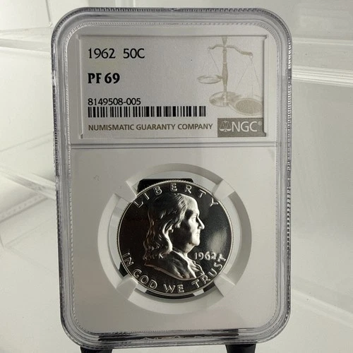 1962 50C Proof Silver Franklin Half Dollar NGC Graded PF 69 in New Holder