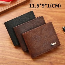 Men Purse Black Coin Wallet Male Business ID Cards Holder PU Leather Multiple Sl