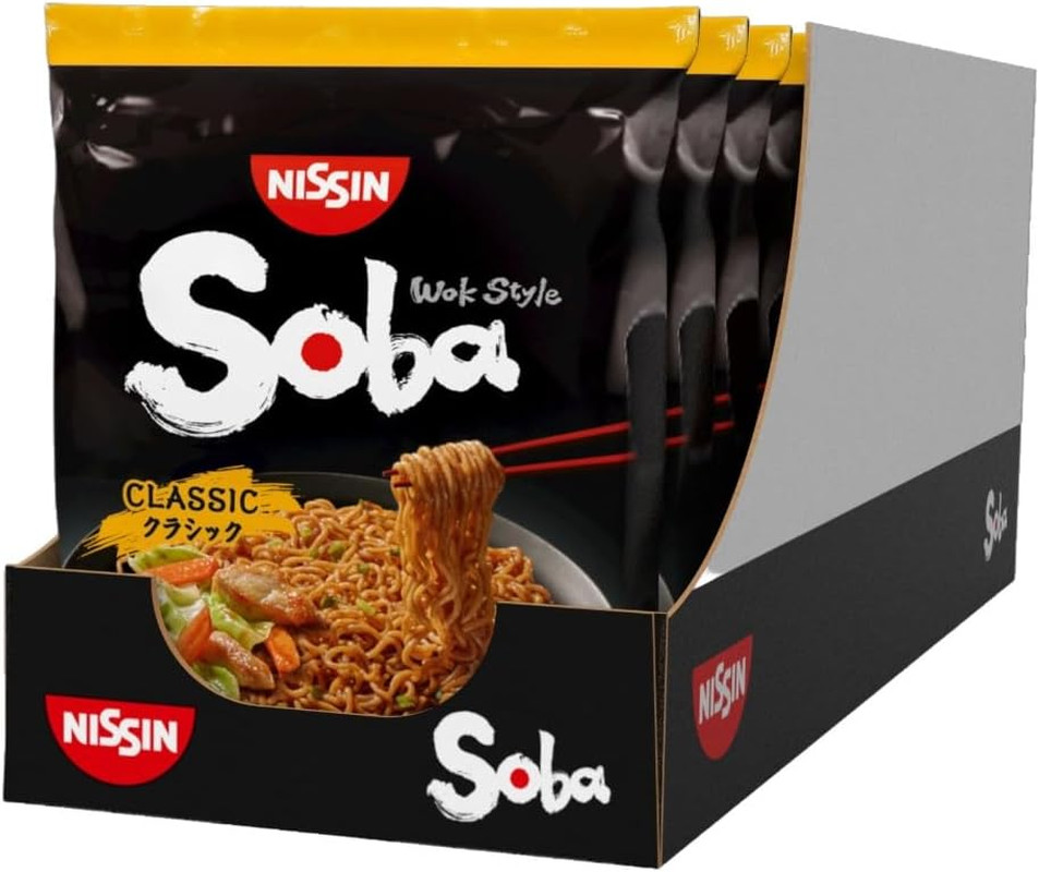 NISSIN Soba Wok Style Classic Flavoured Instant Noodles, 109 G Packet (Pack of 9