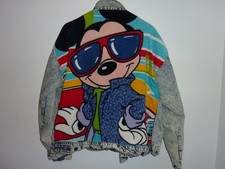 RARE Vintage Mickey Mouse Terry Cloth Denim Jacket XL USA 90s Disney 48" Chest