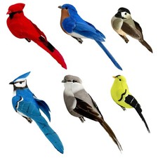 6pcs Artificial Birds Feathered Song Bird Clip on Christmas Tree Ornaments for G