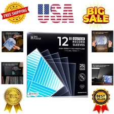 12" Vinyl Record Sleeves - Outer Sleeves 25 Pack -Crystal Clear High-Density ...