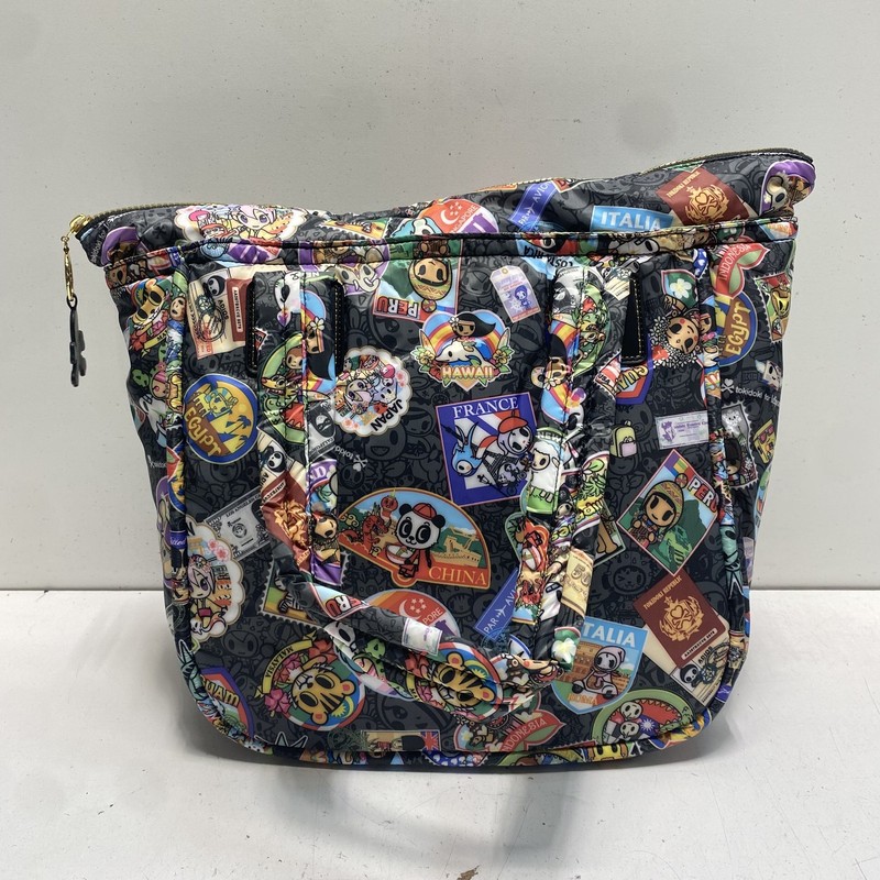 LeSportsac tokidoki Black Passport Print Large Weekender Bag Gold Hardware