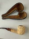 Rare Vintage Meerschaum Tobacco Pipe Hand Carved Eagle Signed Salim w/ Case — photo 8