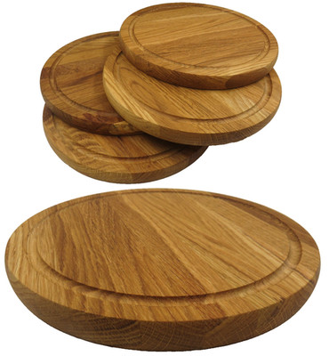 Rundes Eichenbrett mit Saftrille Eichenholz rund 25cm Schneidebrett Holz-Brett