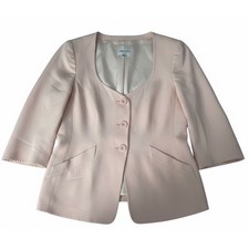 Vtg Armani Collezioni Blazer Pale Blush Silk Scoop Neck US 10 / IT 46 Italy