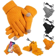 Heated Gloves Electric USB Rechargeable Hand Warm Windproof Thermal Winter