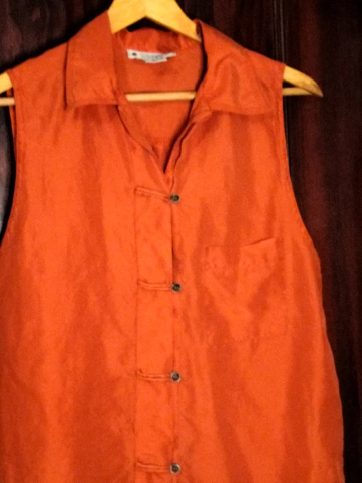 Блузка без рукавов Jonathan Martin винтажный шелк сожжен оранжевый Med Y2K - Изображение 2 из 4