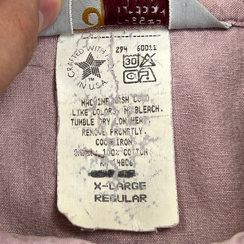 VTG Carhartt Shirt Men's XL Pink Rugged Outdoor Work Wear Canvas Button USA Made - Picture 5 of 13