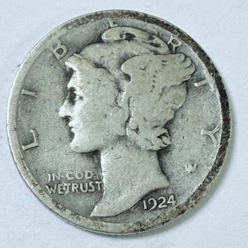 1924 Mercury Dime ~ VERY GOOD DETAILS~ 90% Silver #4598