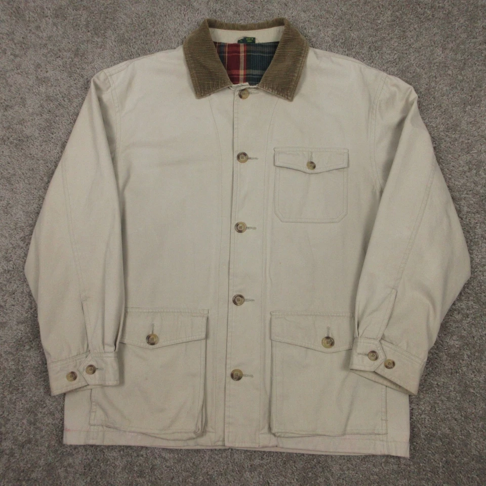 Vintage Chore Coat Mens Large Beige Club Room Jacket Flannel Lined Corduroy FAIR - Image 2 of 4