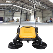 41"Hand Push Sweeper Floor Walk-Behind Pavement Street Sweeping Tool Cleaner 55L