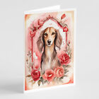 Saluki Valentine Roses Greeting Cards and Envelopes Pack of 8 Dac4542Gca7P