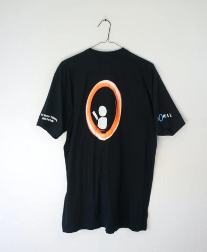 Vintage Portal T Shirt Valve Steam Promo XL American Apparel Black 2007 Aperture