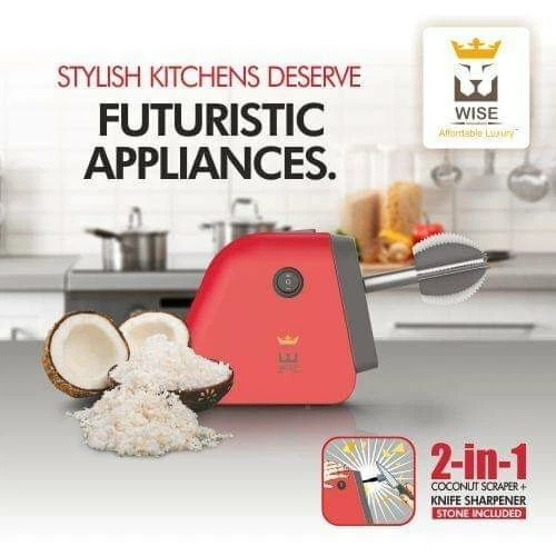 WISE Electric Coconut Scraper 100W Knife Sharpener 2 Speed Powerful Motor Vacuum - Image 2 of 4